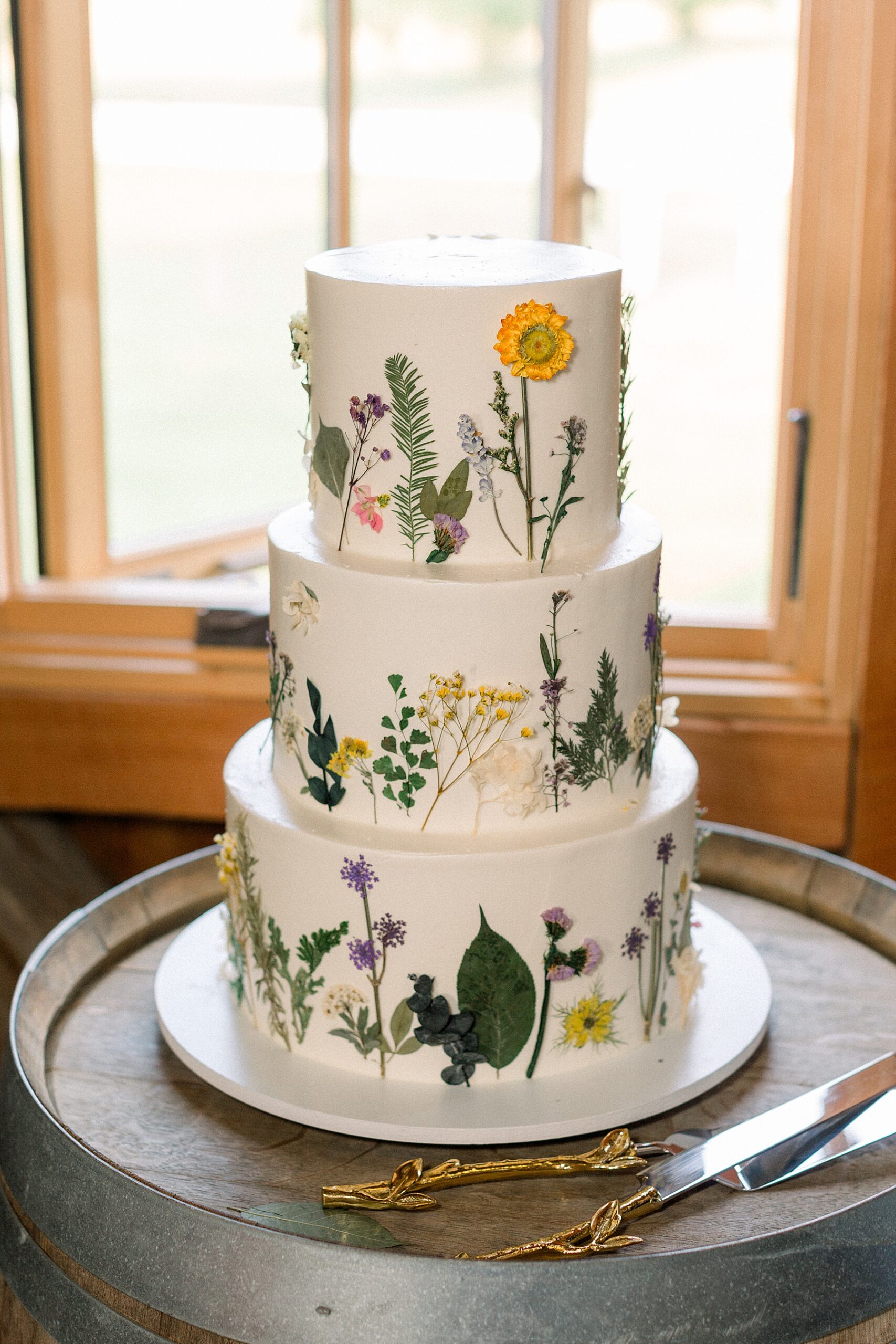 pressed floral wedding cake