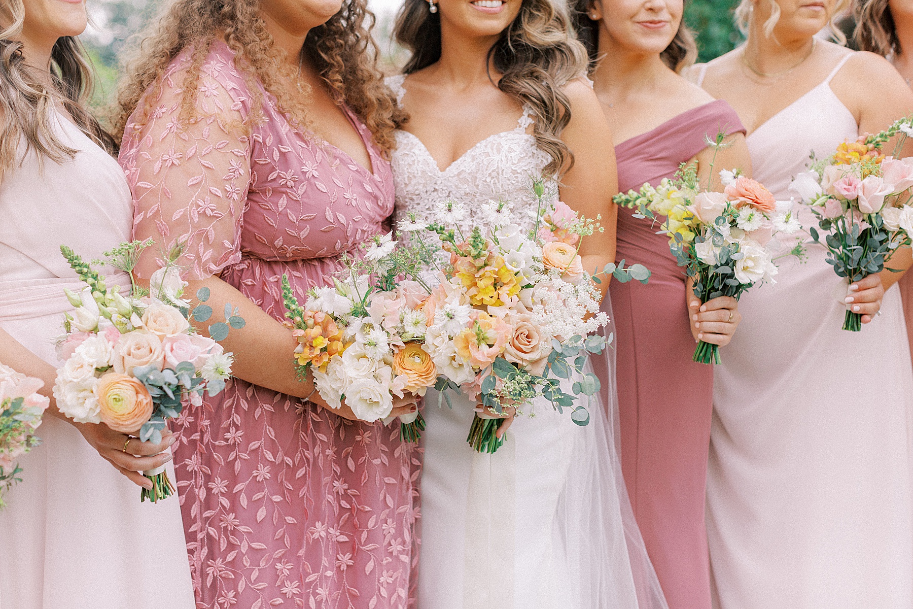 blush and white bridesmaids