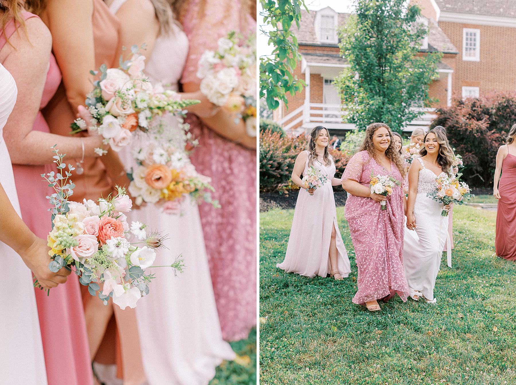 blush pink peach bridesmaids