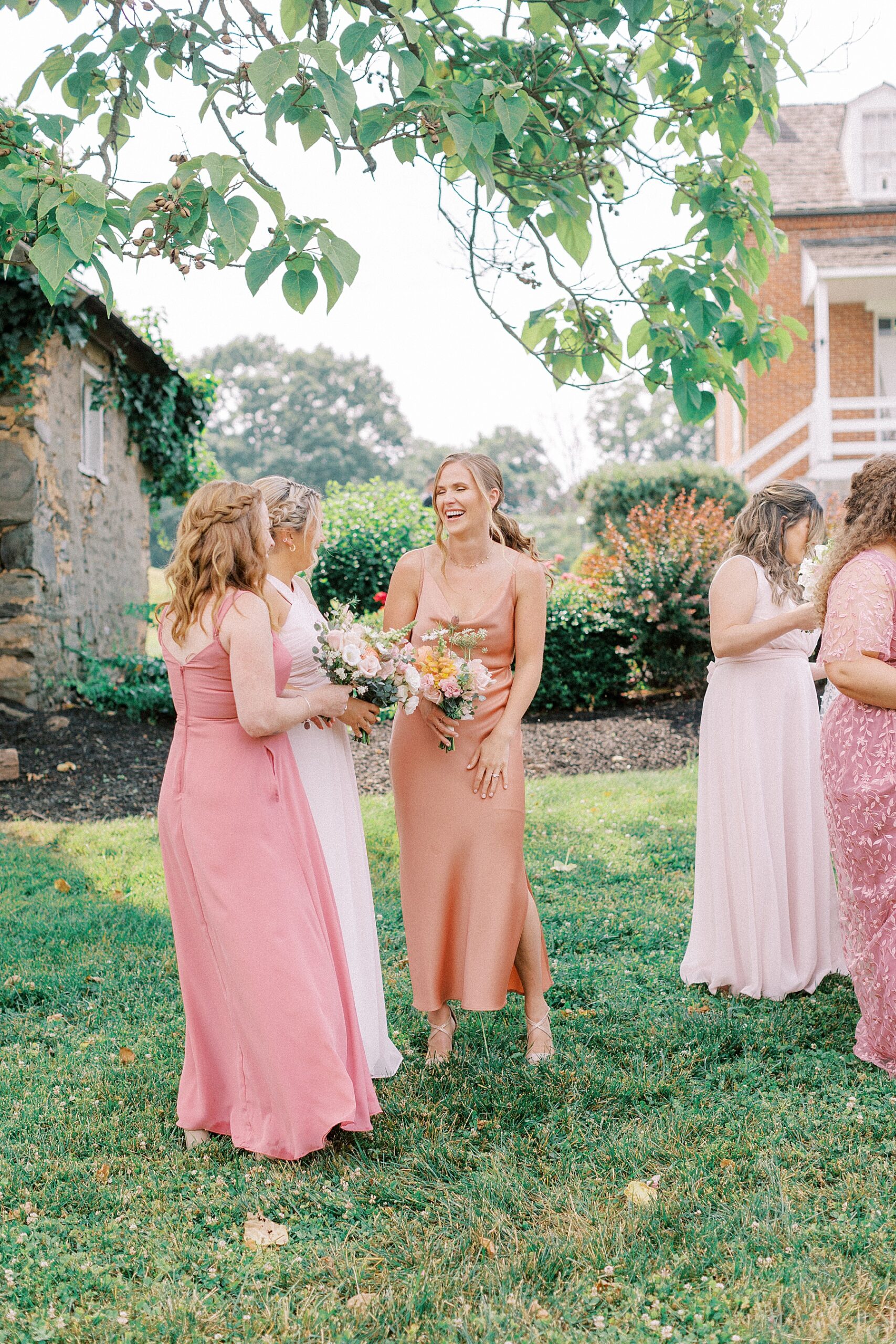 blush pink peach bridesmaids