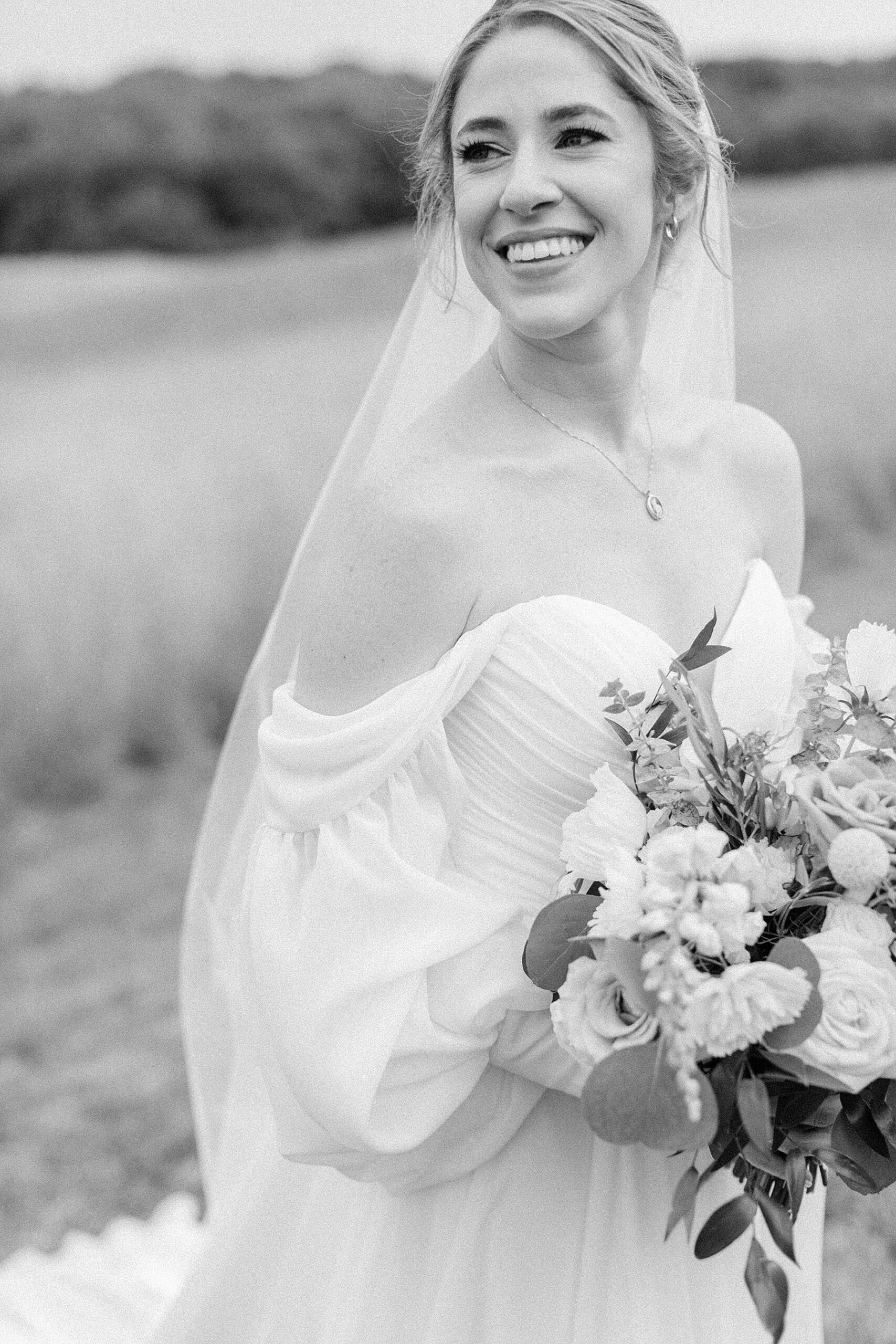 black and white classic bride