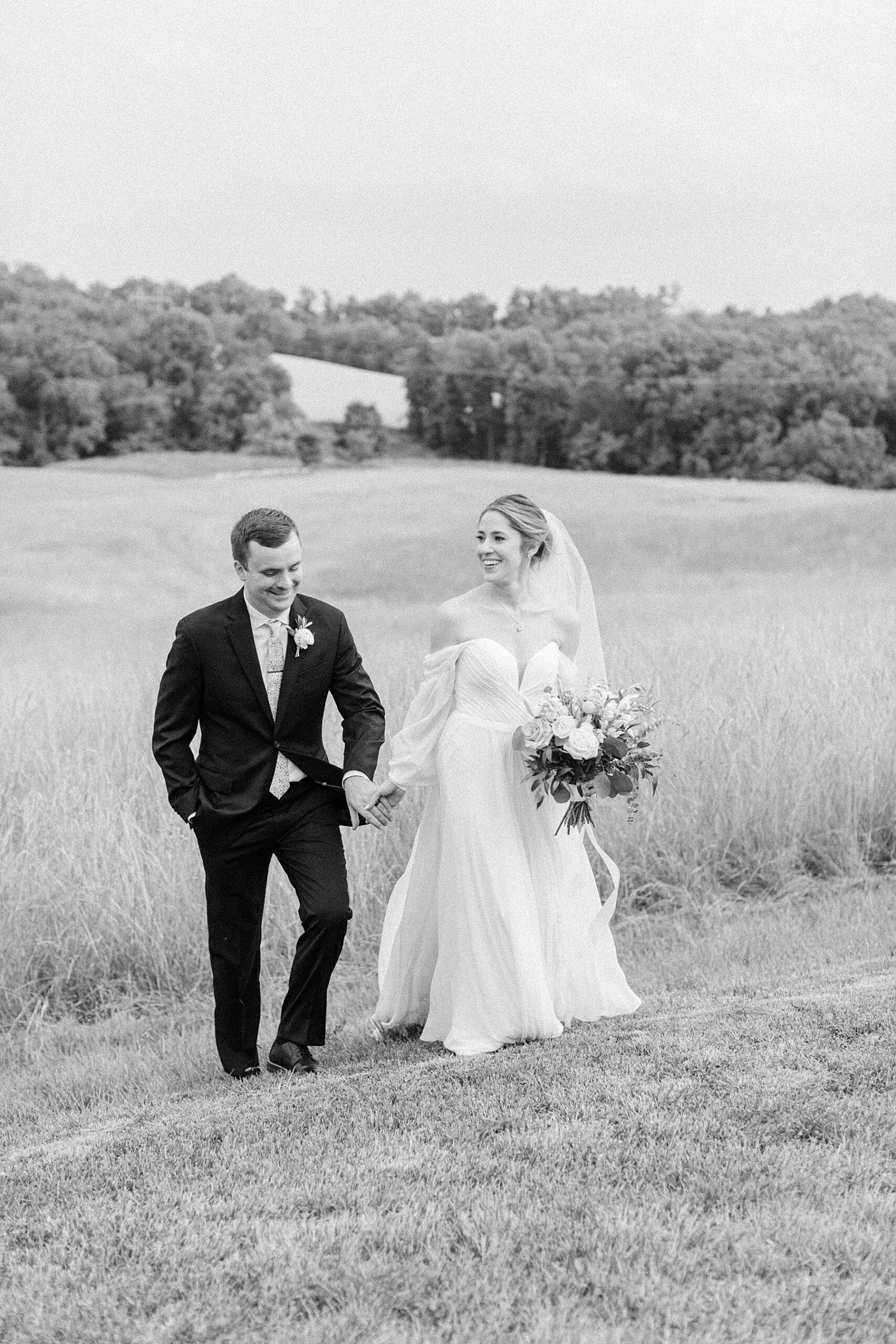 barn wedding black and white couple