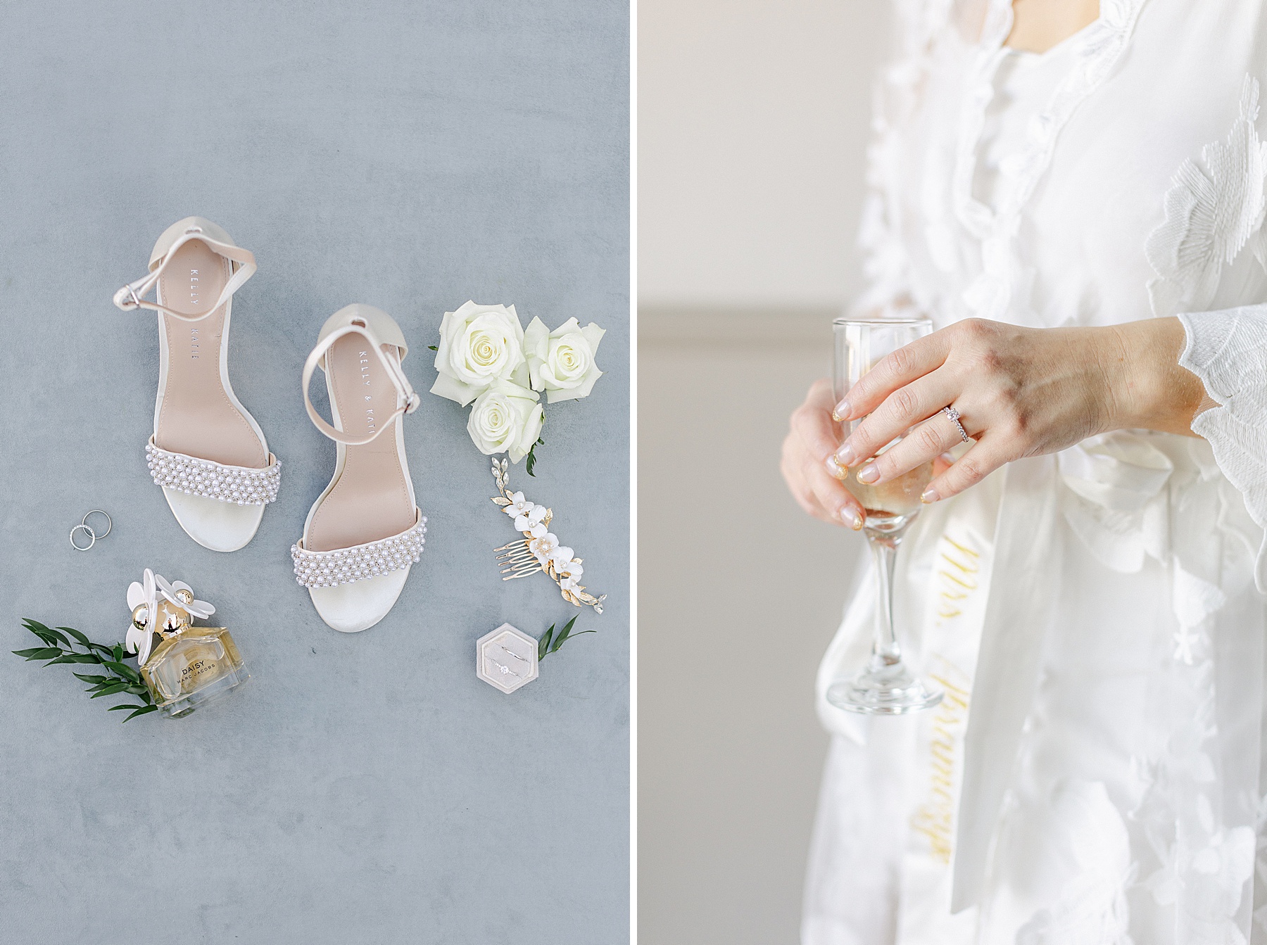 ivory and blue bridal details