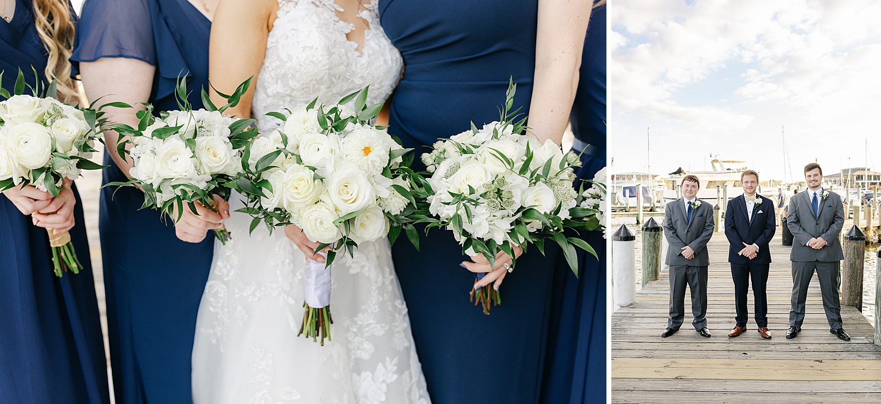 ivory navy blue wedding florals