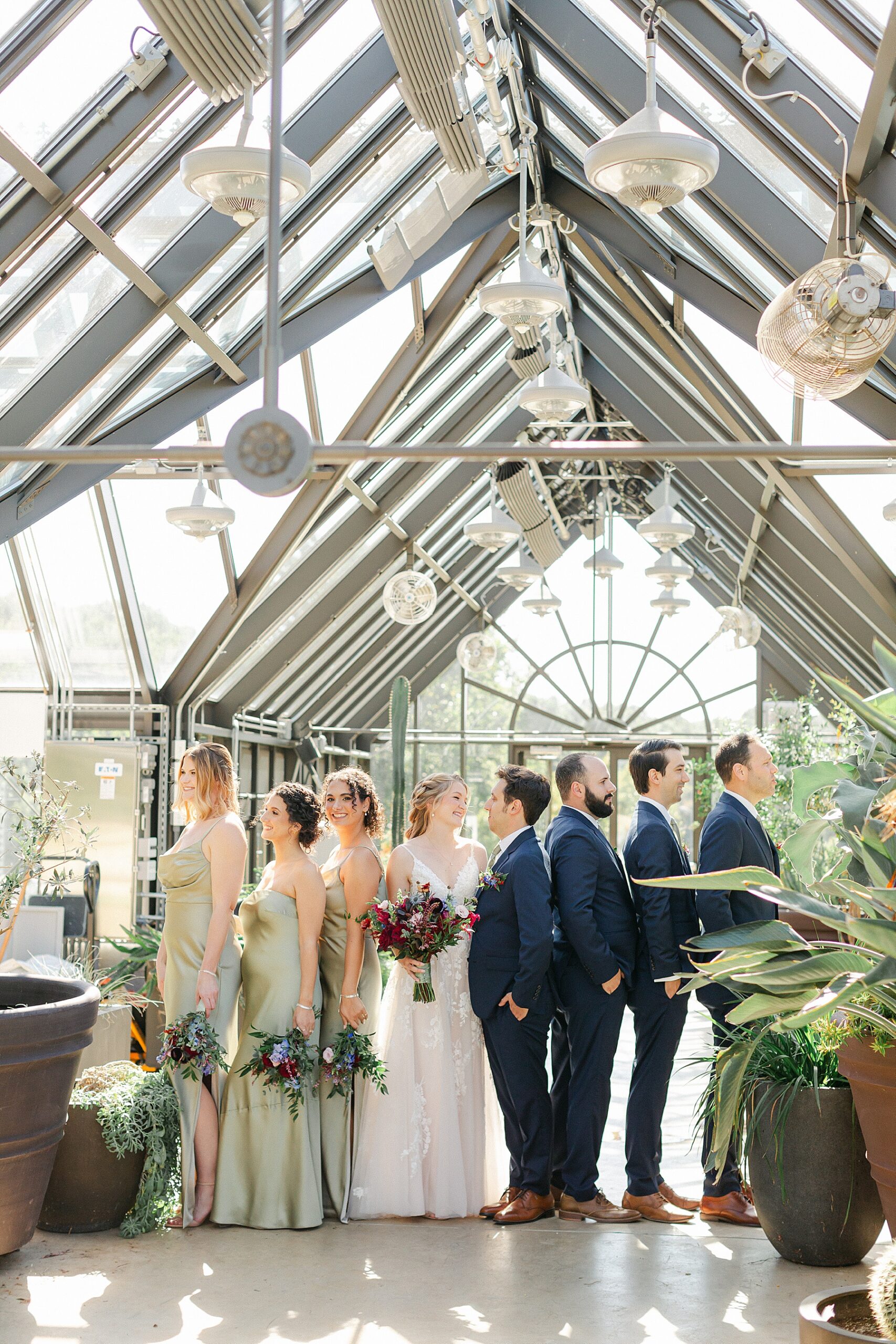 bridal party greenhouse portraits