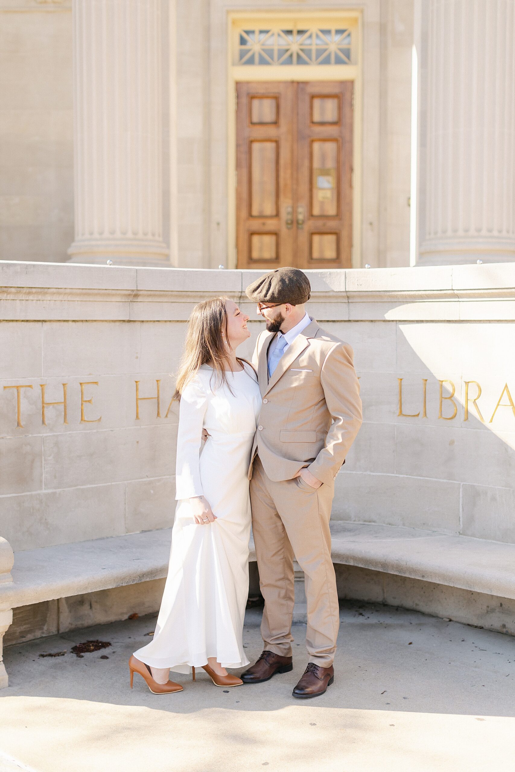 Bride and groom elopement in Winchester, VA at the historic Handley Library