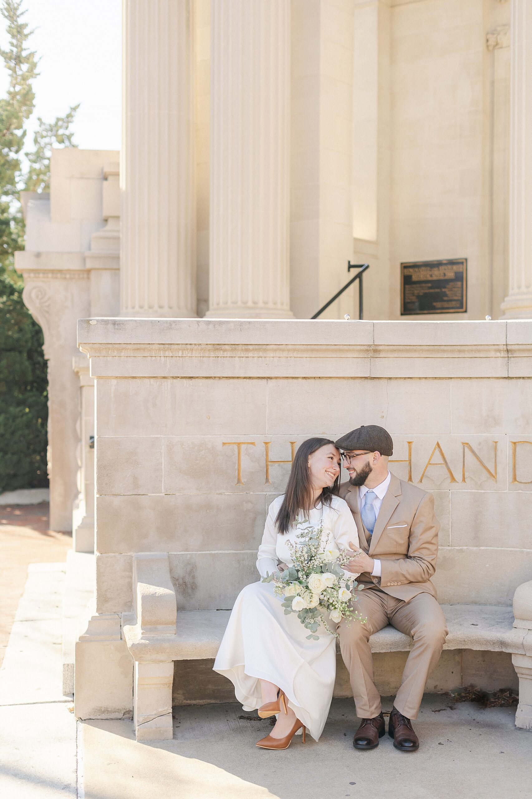 Bride and groom elopement in Winchester, VA at the historic Handley Library