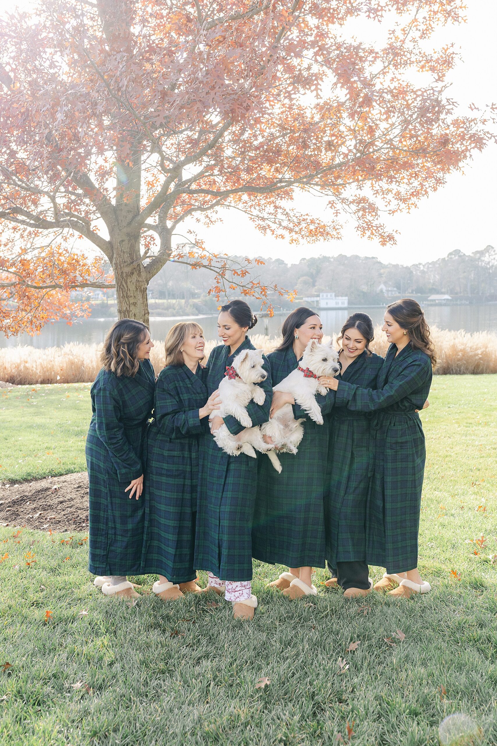green plaid bridesmaids robes