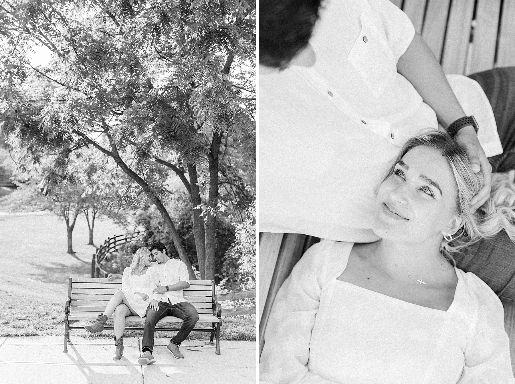 black and white summer engagement