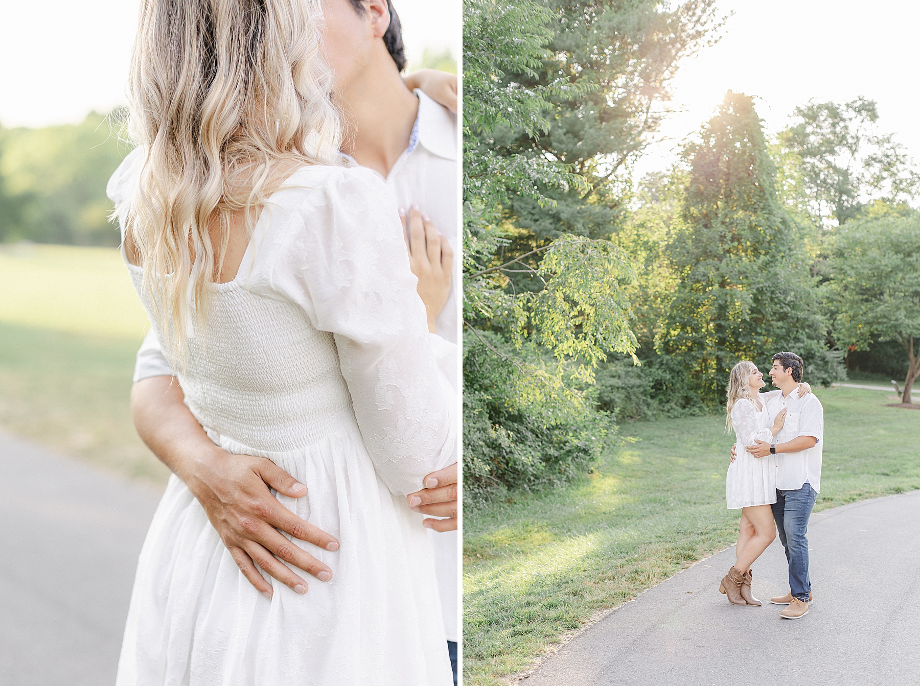 white sundress engagement session maryland photographer