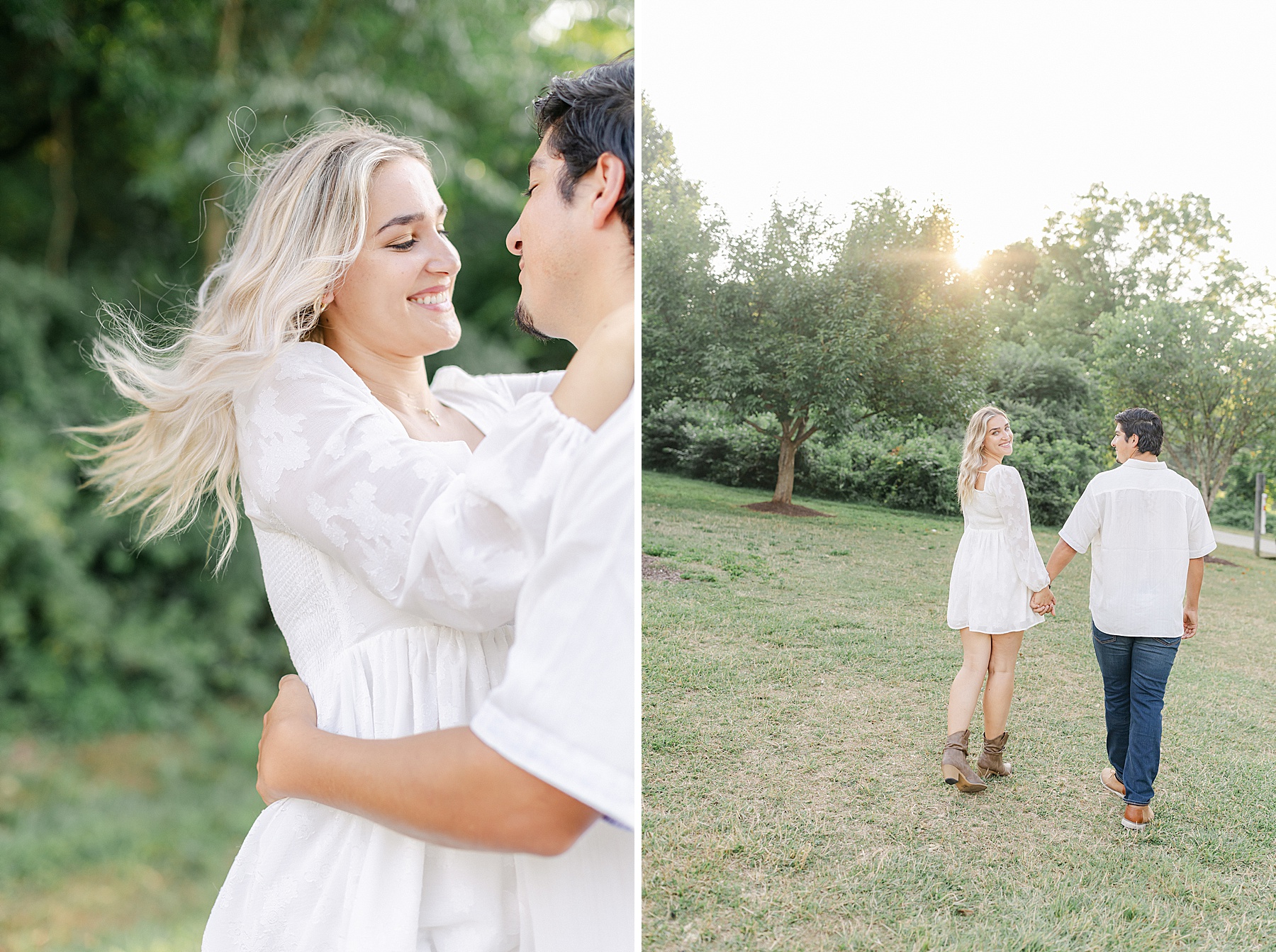 white sundress engagement session maryland photographer