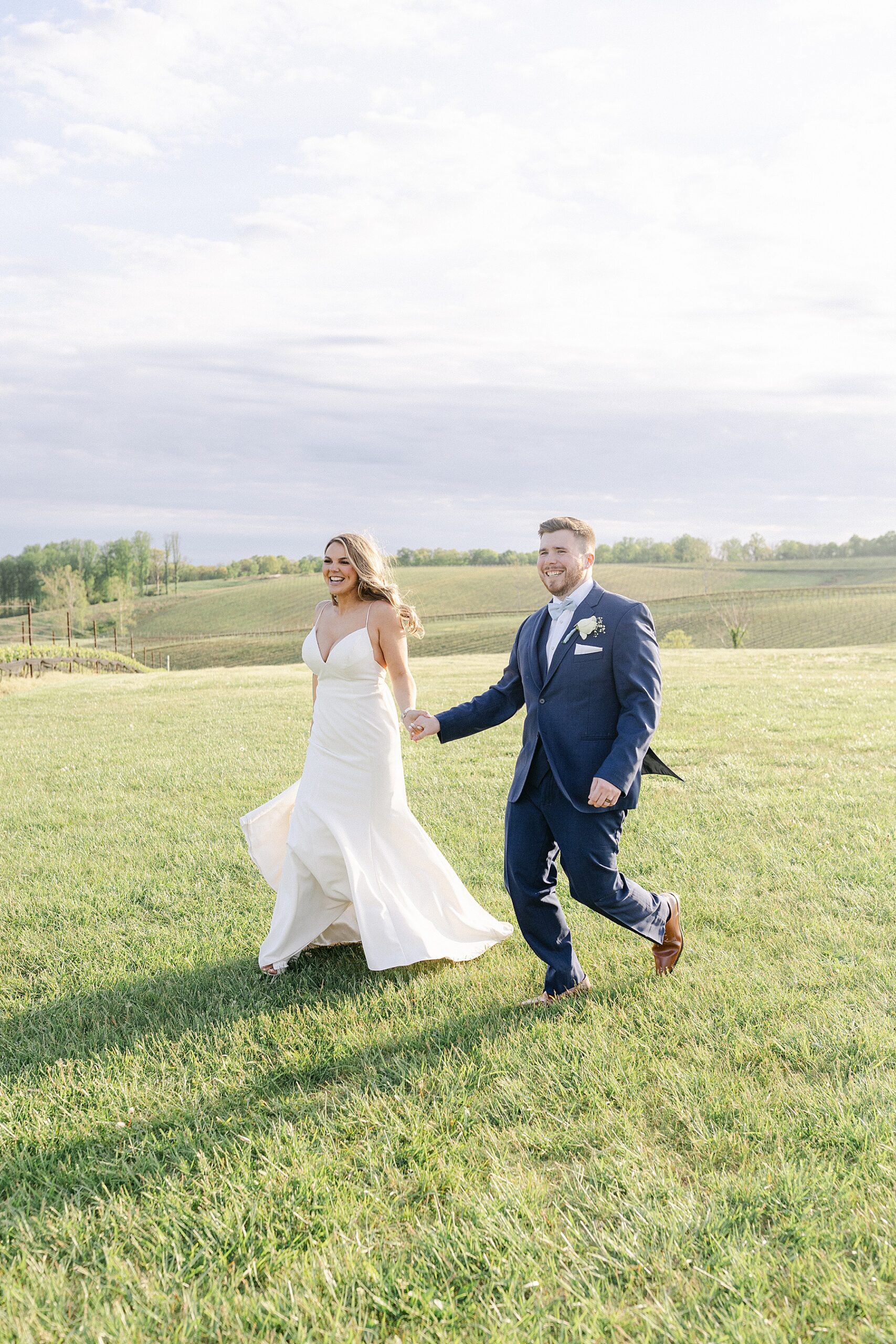 laughing bride and groom