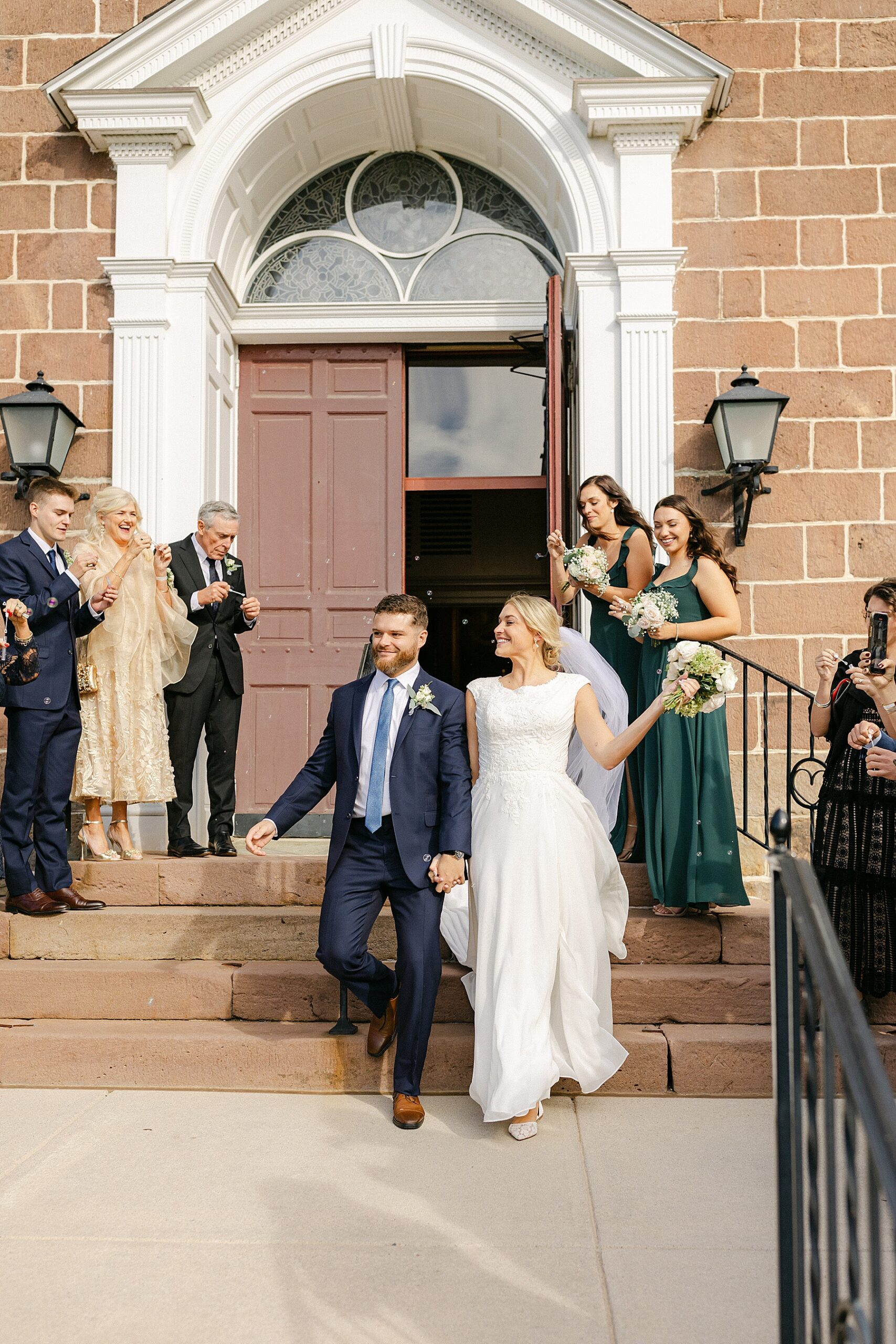 church wedding bubble exit