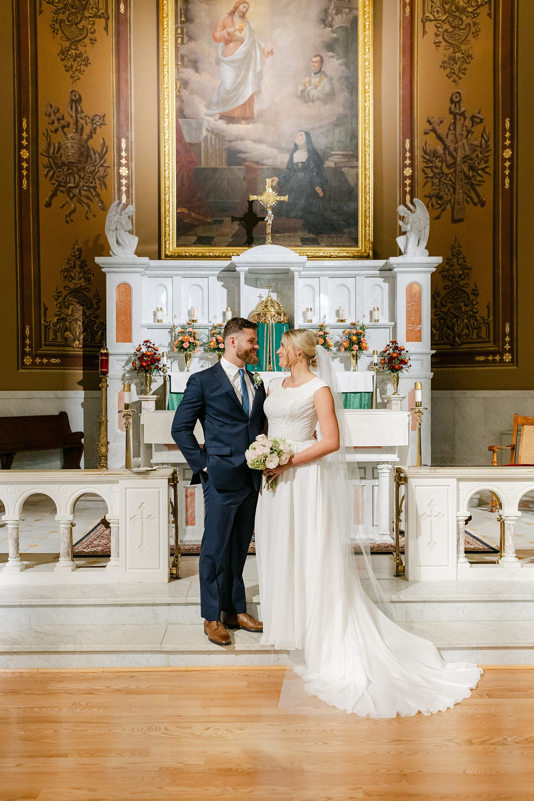 catholic church wedding portrait