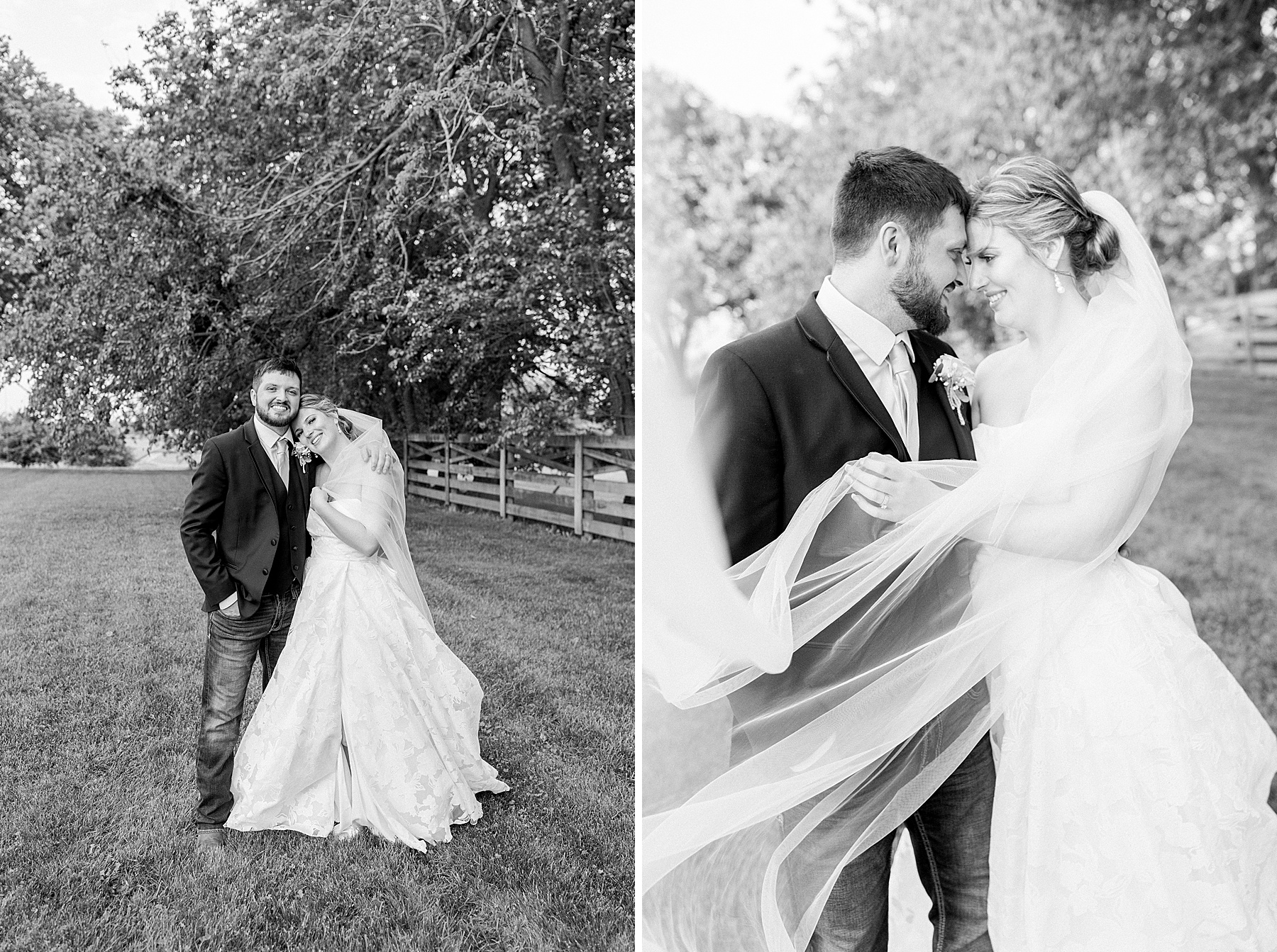 romantic black and white bride groom portraits