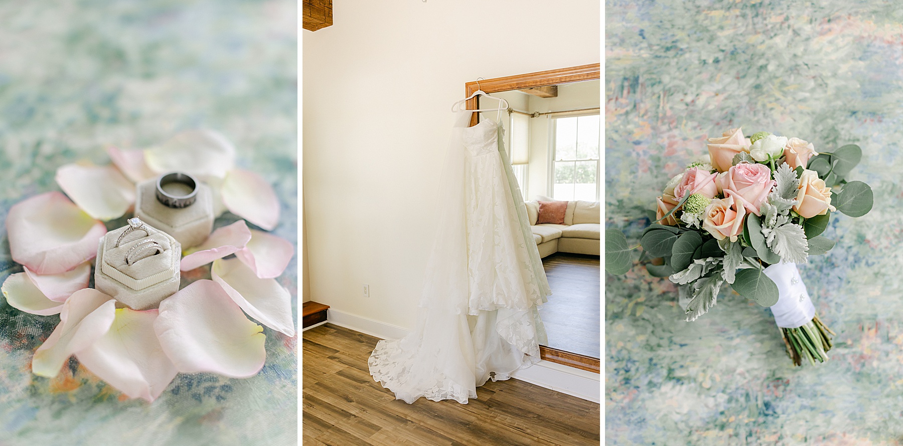 blush pink navy blue watercolor wedding day details