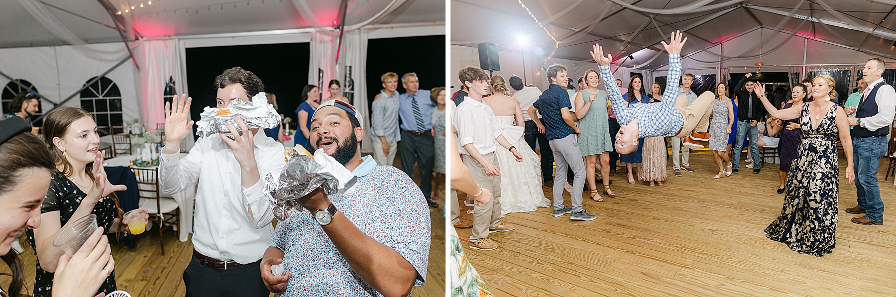 party dancing white tented wedding reception