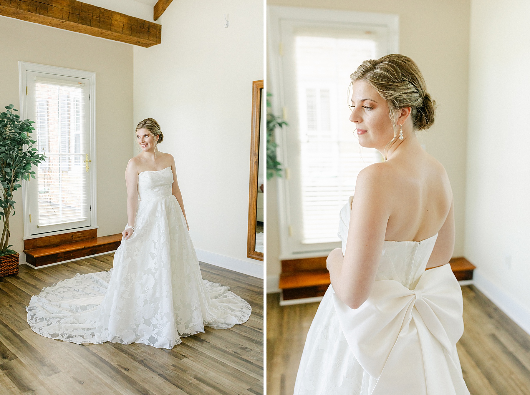 wedding dress large bow on back