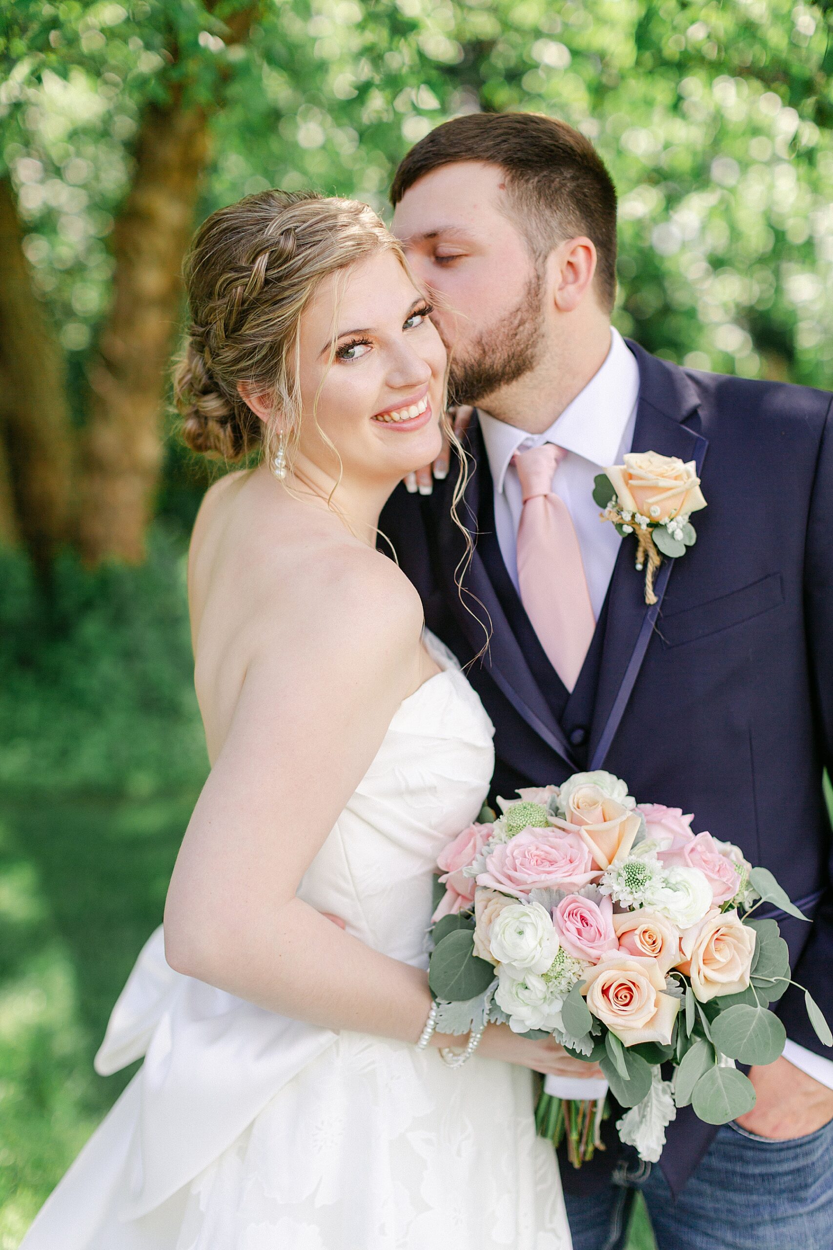 navy blue blush pink bride groom color 