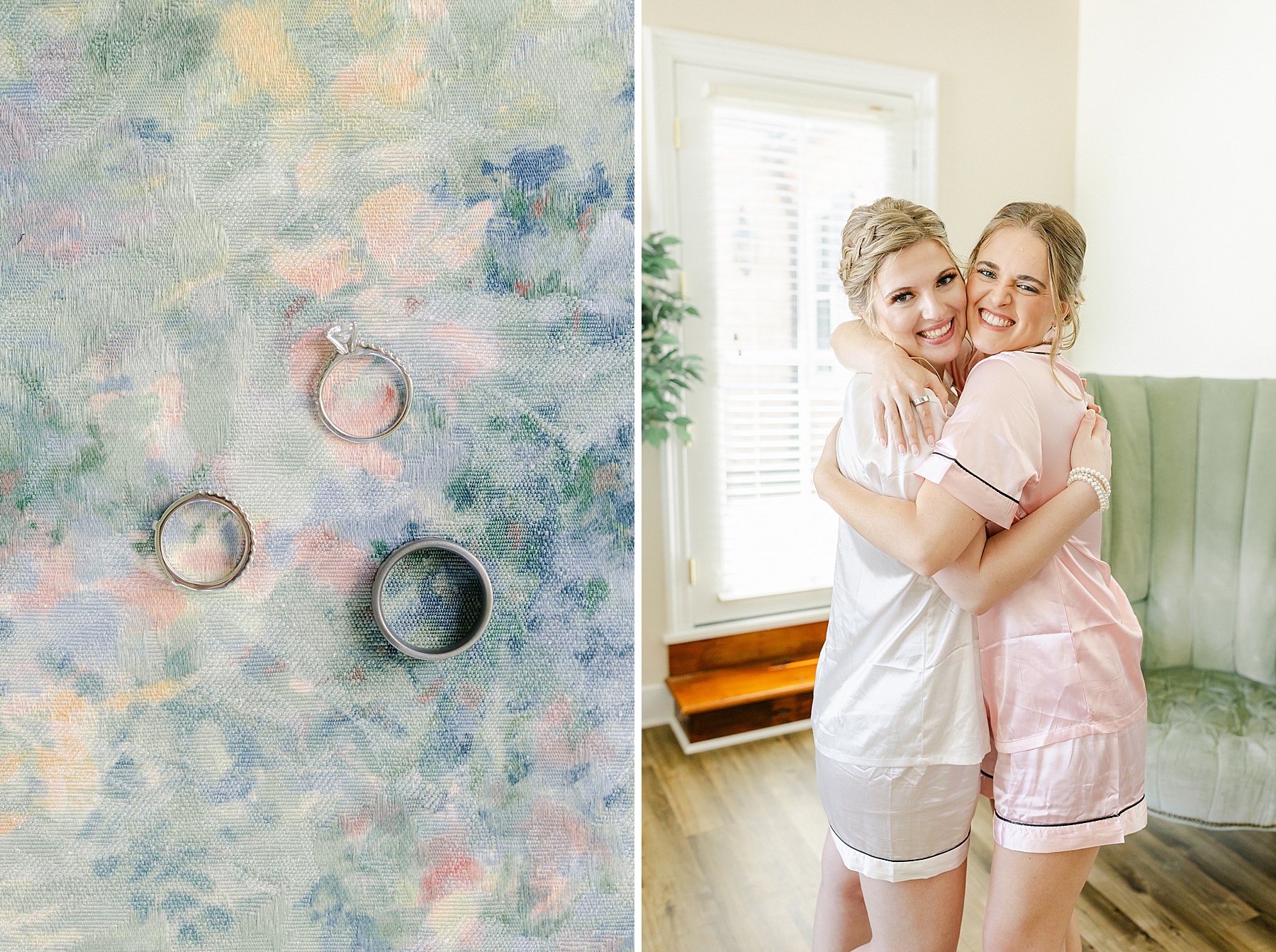 blush pink navy blue watercolor wedding day details