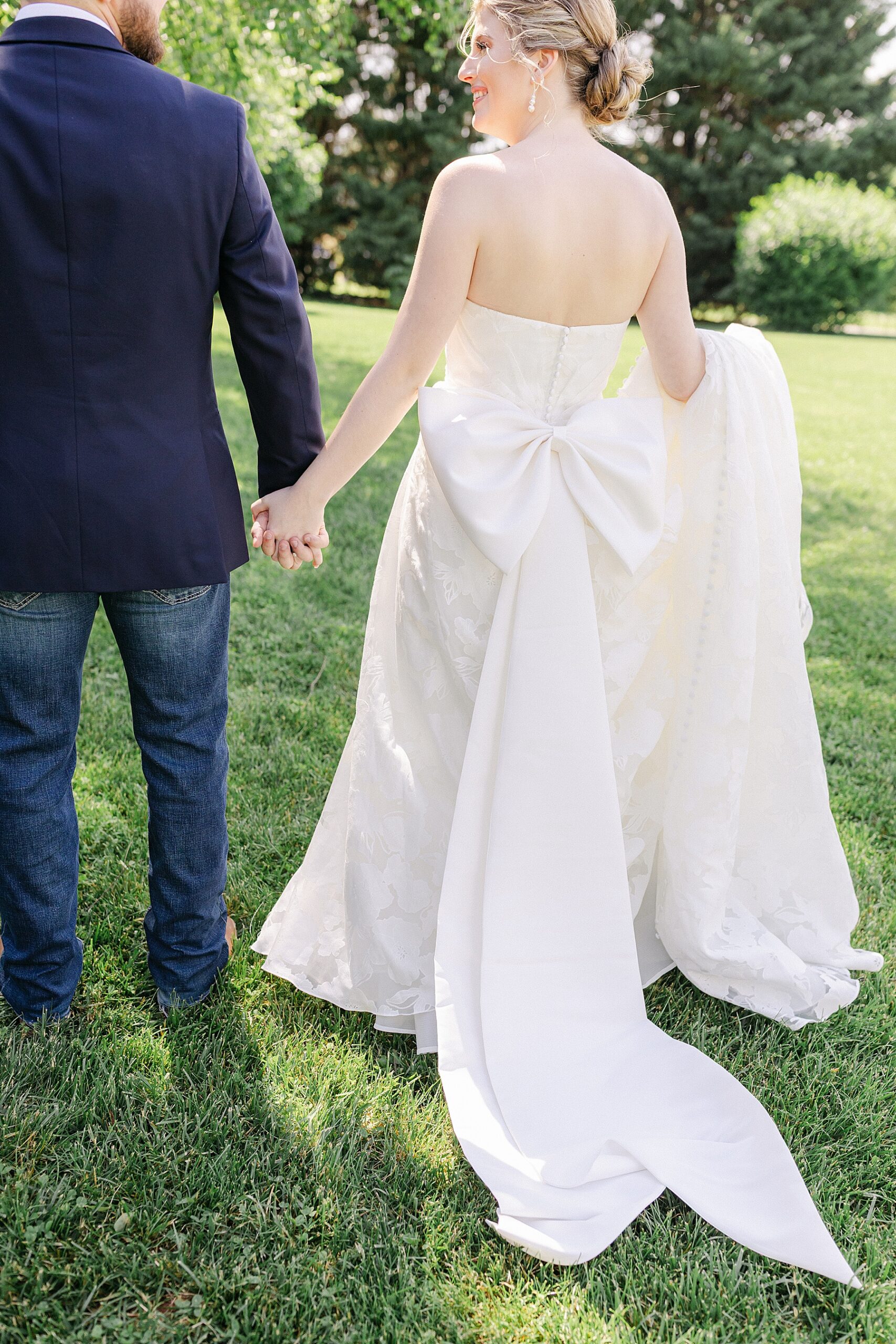 wedding dress large bow on back