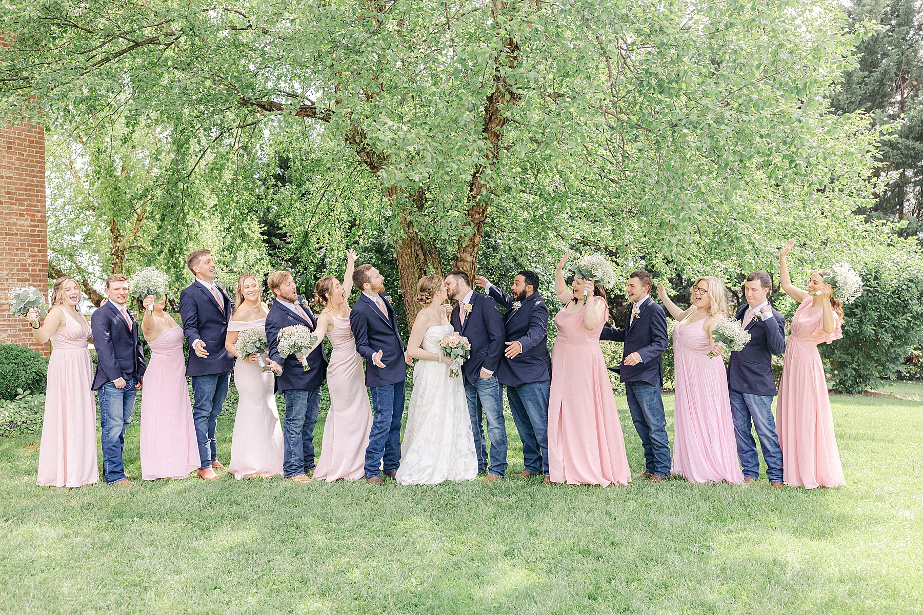 navy blue blush pink bridal party colors