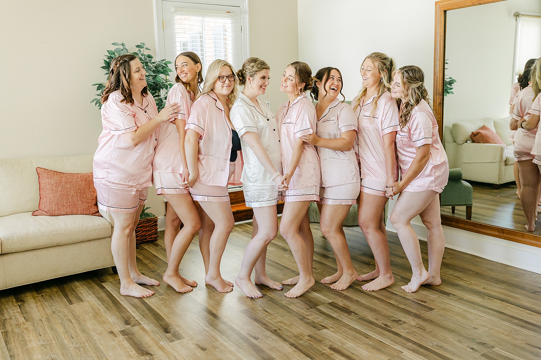 bridesmaids silk pajamas bridal suite