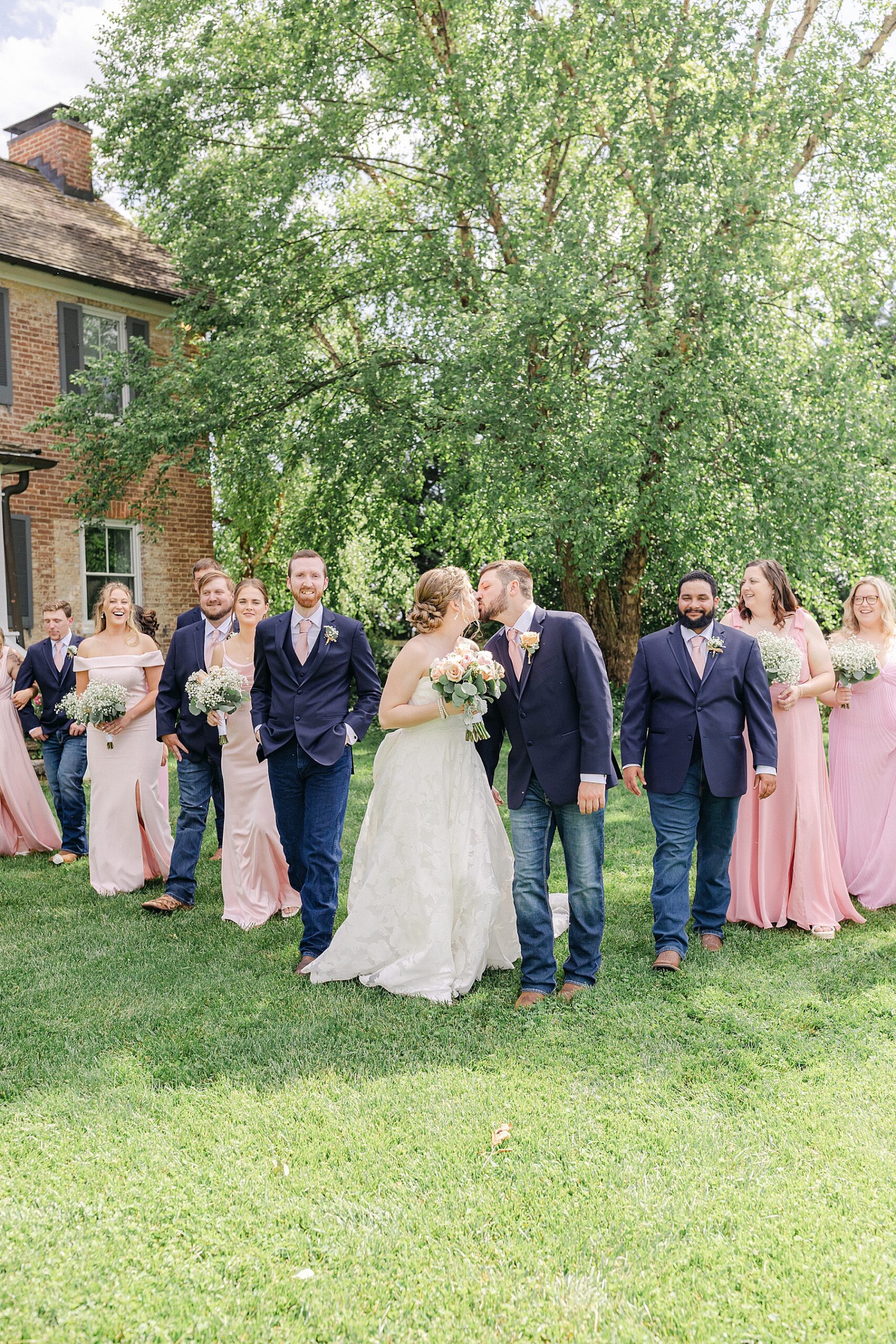 navy blue blush pink bridal party colors