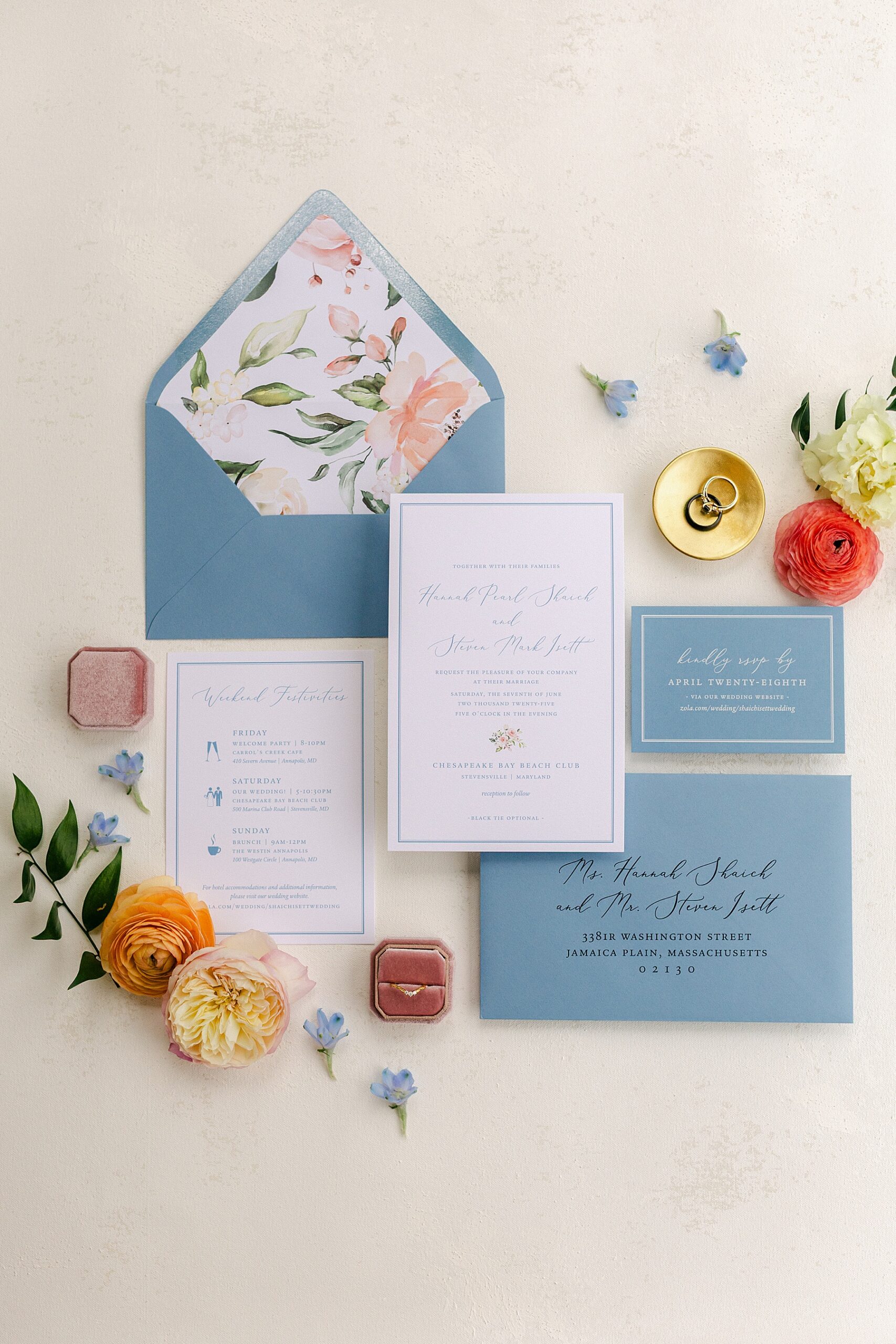 chesapeake bay beach club wedding invitation