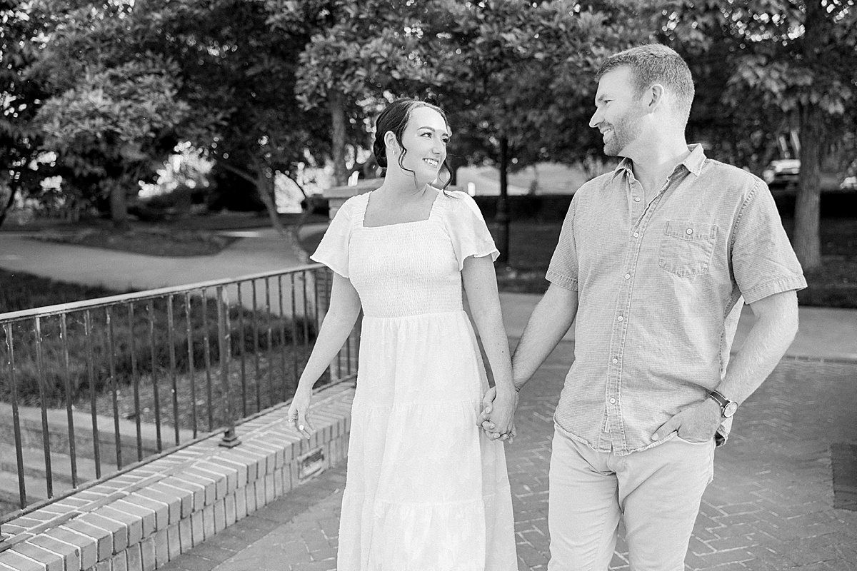 Couple portrait golden hour Carroll Creek downtown Frederick Maryland engagement session — Brittany Thomas Photography