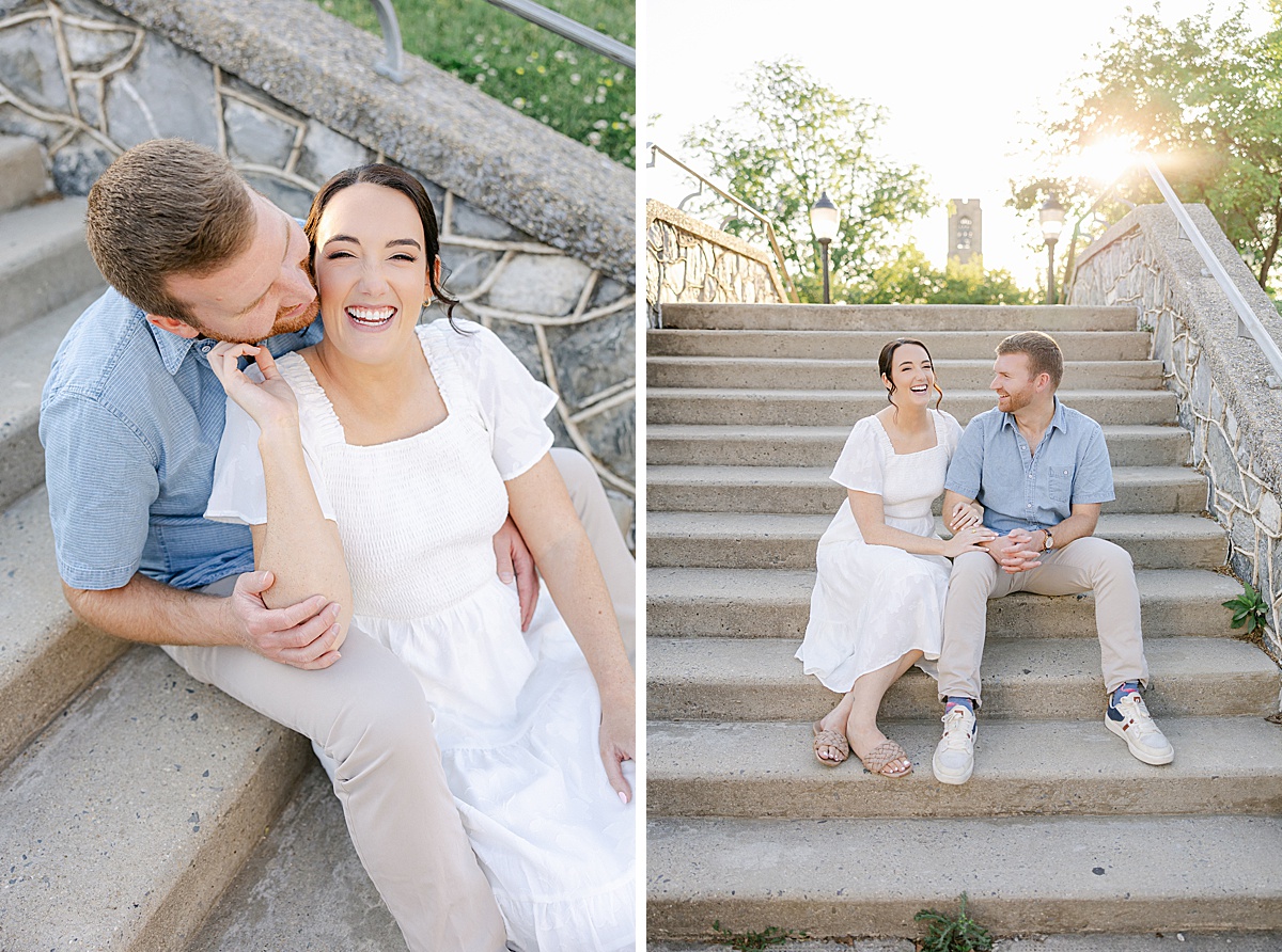 Engaged couple Baker Park Frederick Maryland spring engagement session — Brittany Thomas Photography