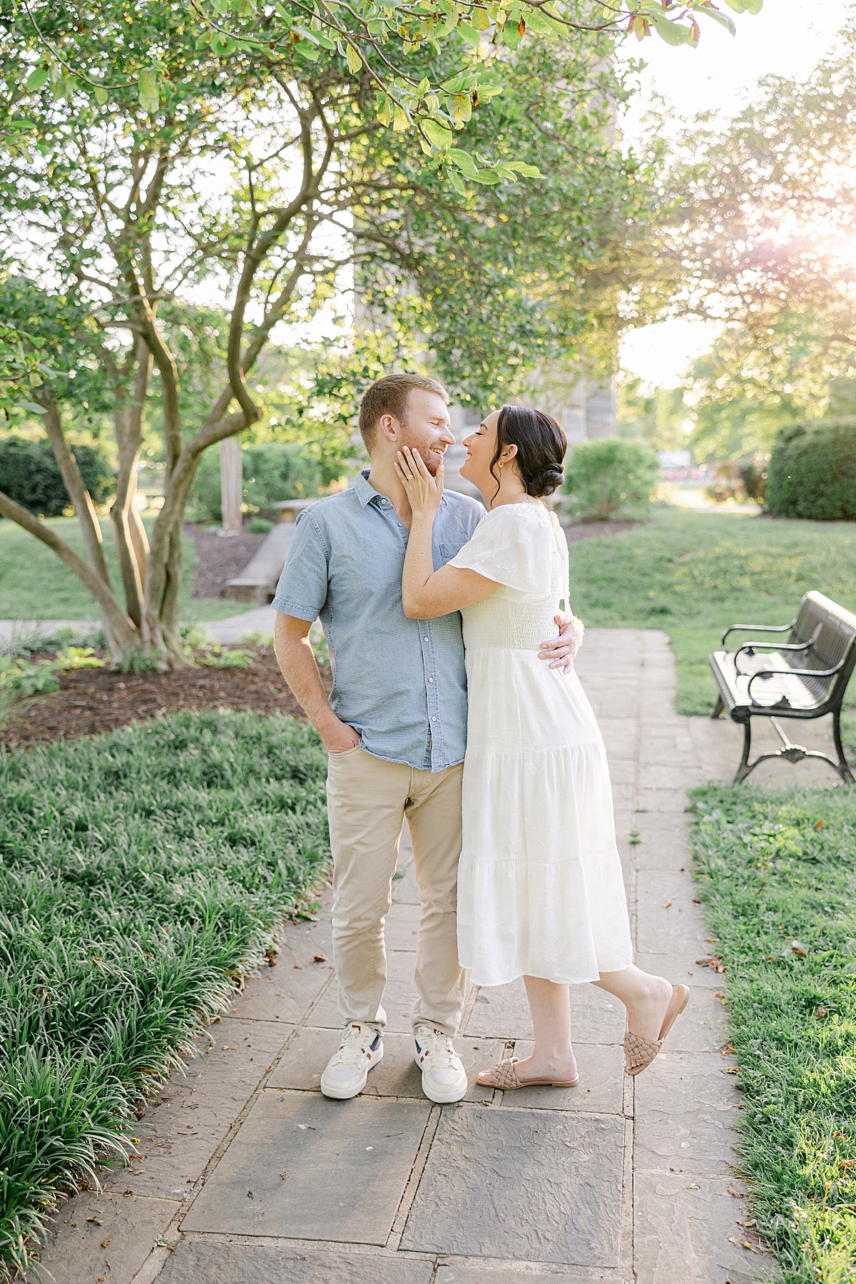 Laura and Ryan engagement portraits Baker Park bell tower Frederick Maryland — Brittany Thomas Photography