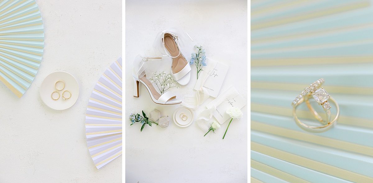Wedding detail flat lay light blue florals Frederick Maryland — Brittany Thomas Photography