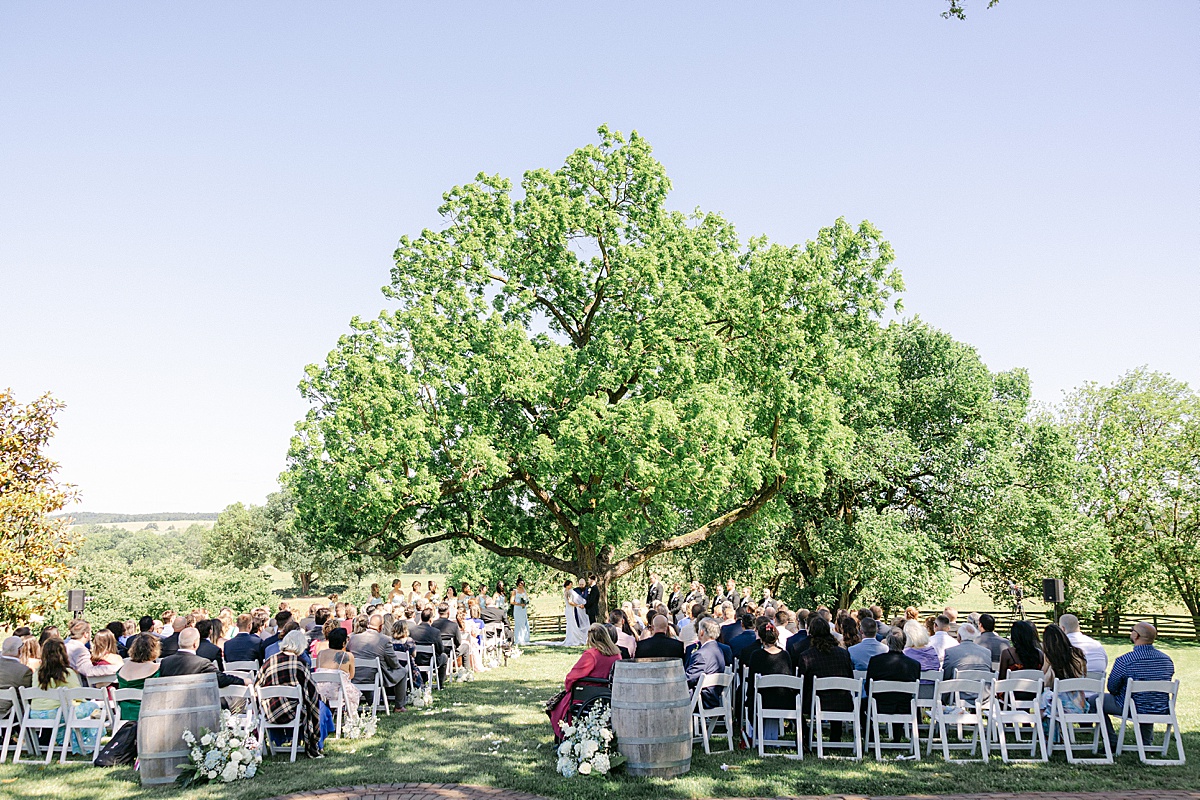 Wedding ceremony wide shot Walker's Overlook Frederick Maryland spring — Brittany Thomas Photography