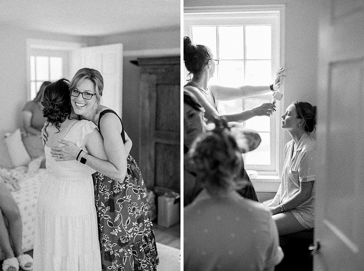 Bridesmaids laughing and getting ready together at summer Maryland wedding | Brittany Thomas Photography Maryland Wedding Photographer