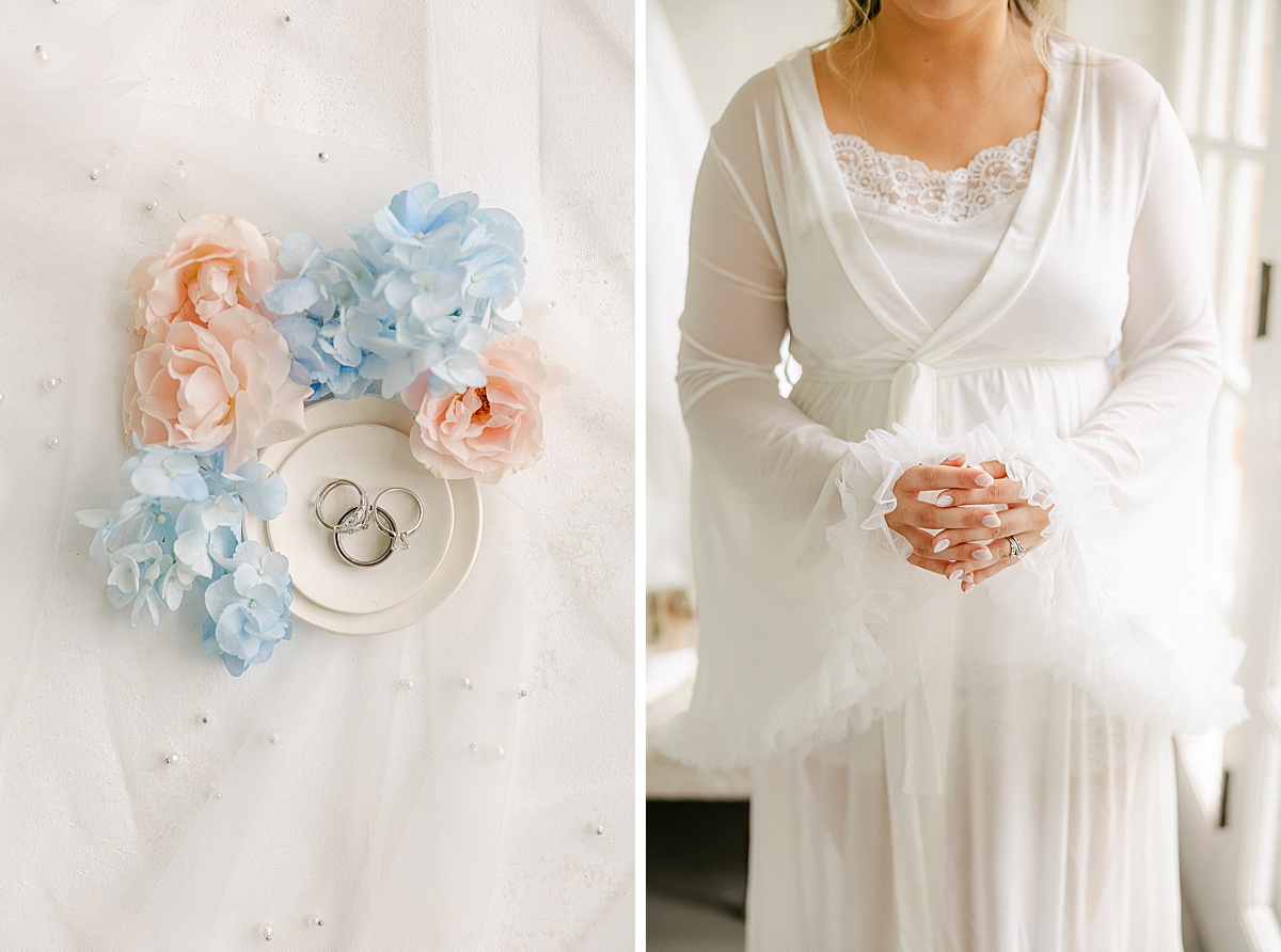 Engagement ring and wedding band close up at Christian Royer House wedding | Brittany Thomas Photography Maryland Wedding Photographer