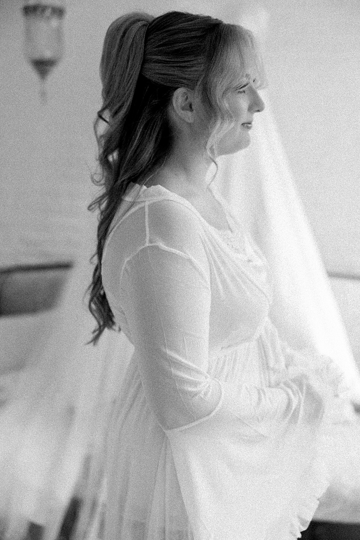 black and white ethereal bridal pre-wedding portrait christian royer house | brittany thomas photography maryland wedding photographer