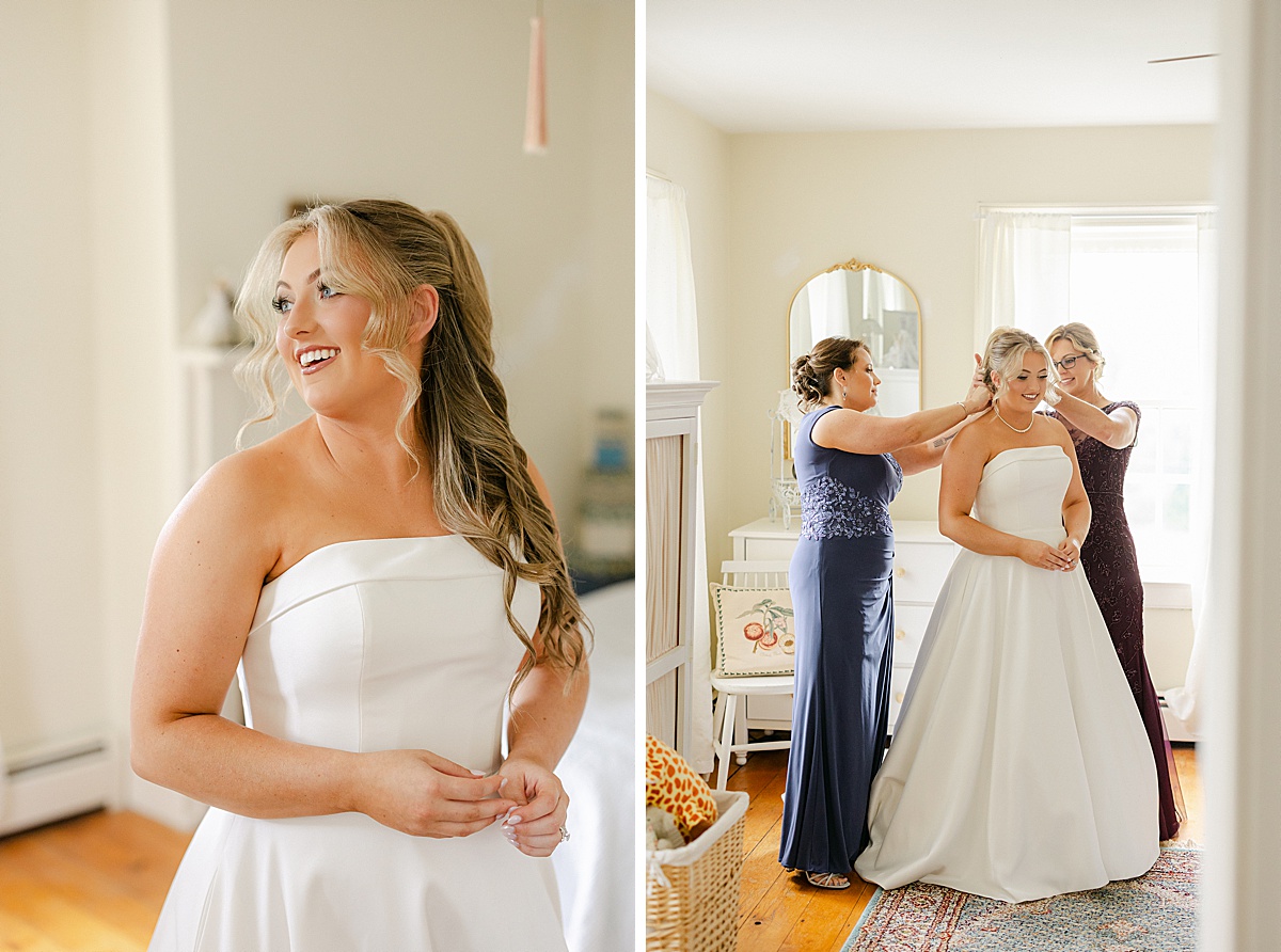 Candid getting ready moment with bride and bridesmaids at Maryland wedding | Brittany Thomas Photography Maryland Wedding Photographer