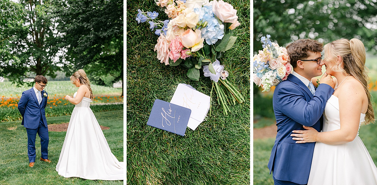 Bridal bouquet with hydrangeas and snapdragons by Petals on Powell Maryland | Brittany Thomas Photography Maryland Wedding Photographer