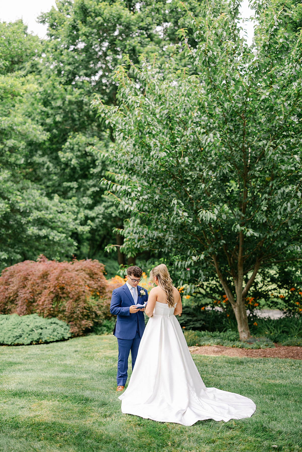 Bride and groom portrait in garden at The Christian Royer House Westminster Maryland | Brittany Thomas Photography Maryland Wedding Photographer