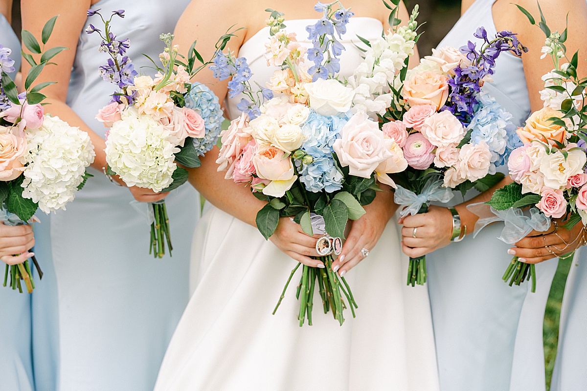 Bridal bouquet with hydrangeas and snapdragons by Petals on Powell Maryland | Brittany Thomas Photography Maryland Wedding Photographer