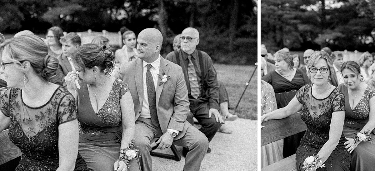 Mother of the bride crying as daughter walks down the aisle at Maryland wedding | Brittany Thomas Photography Maryland Wedding Photographer