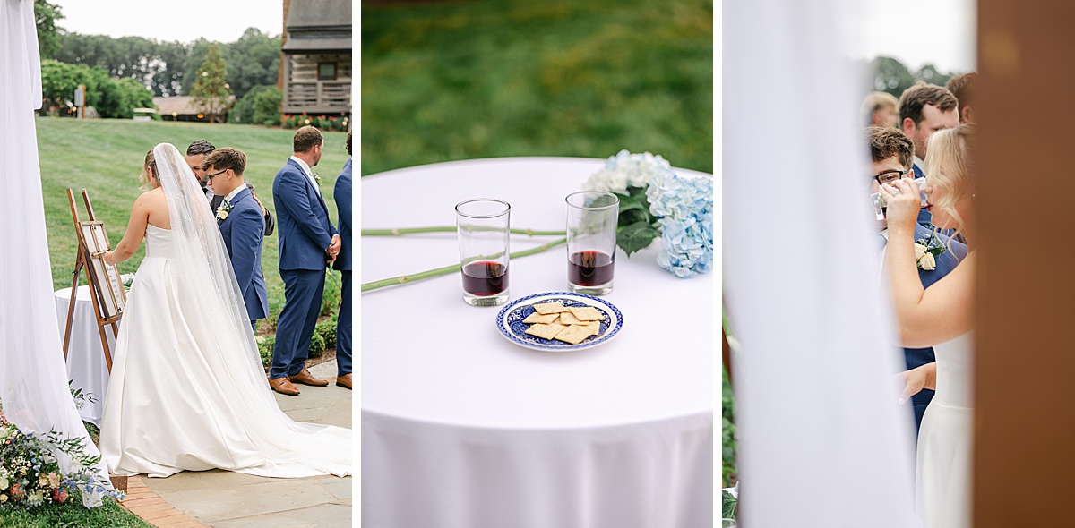 Bride and groom taking communion together during wedding ceremony | Brittany Thomas Photography Maryland Wedding Photographer