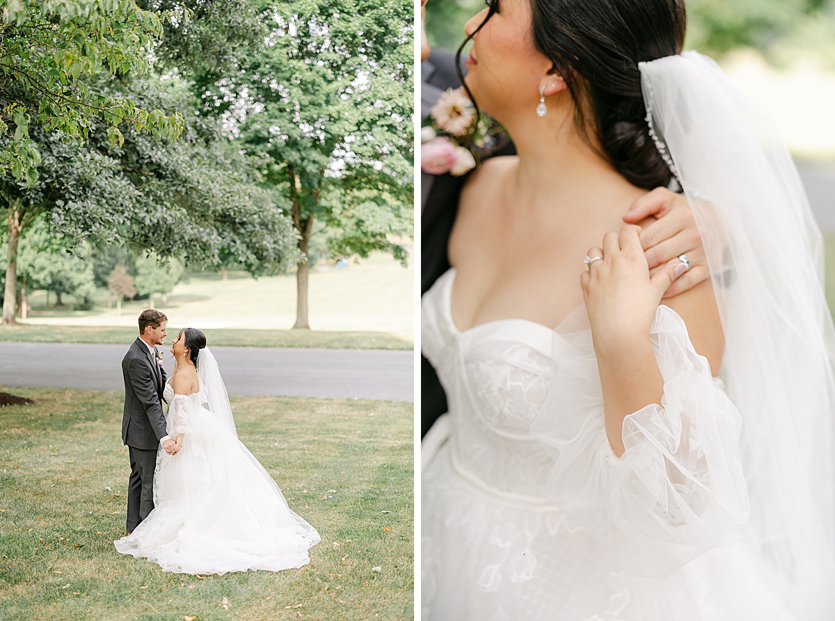 Couple laughing during summer wedding portraits at Mercersburg Academy Pennsylvania | Brittany Thomas Photography Maryland Wedding Photographer