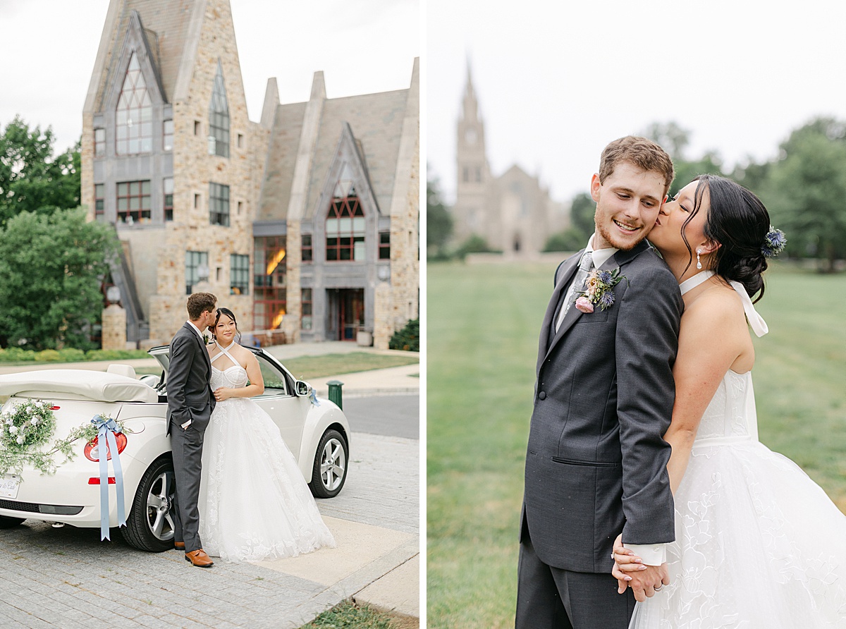 Intimate couple portrait in doorway of Irvine Chapel at Mercersburg Academy Pennsylvania | Brittany Thomas Photography Maryland Wedding Photographer