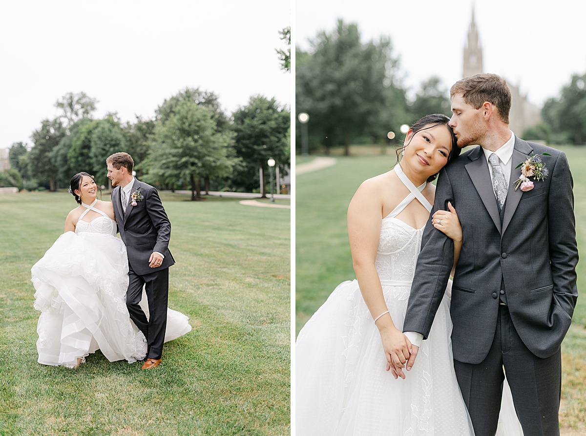 Bride twirling full skirt swiss dot wedding gown during portraits at Mercersburg Pennsylvania wedding | Brittany Thomas Photography Maryland Wedding Photographer